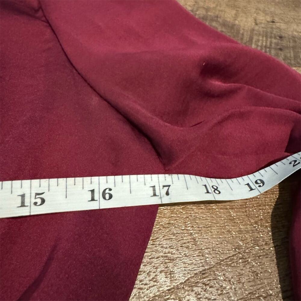 by Anthropologie Red Satin Wrap Blouse Size 6 V-Large Bow Glam Holiday READ - Picture 7 of 9